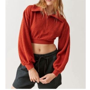 BDG new leaf quarterzip cropped sweatshirt